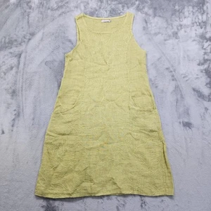 Tempo Paris Dress Size M Green Linen Embroidered Pockets Tank Sleeveless Boho - Picture 1 of 8