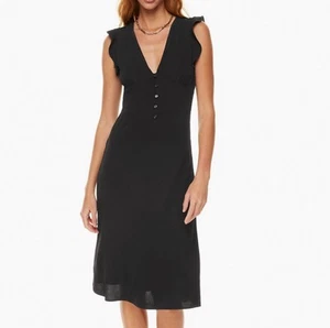 Aritzia Sunday Best Exude Dress Size 12 Black Midi Ruffle Fairy Dainty - Picture 1 of 11
