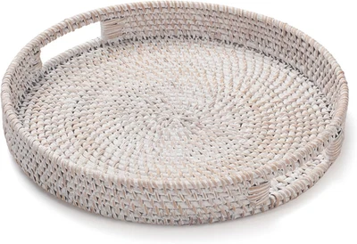 11.8 Inch round Rattan Tray, Decorative Coffee Table Trays, Ottoman Tray, Woven - Image 1 of 4