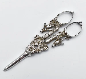 Sterling Silver Grape Shears Scissors Georgian Style London 1971 - Picture 1 of 8