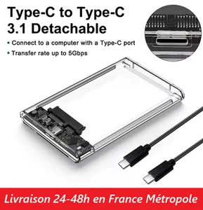 Orico Externes Festplattengehäuse Transparent SSD HDD 2.5 USB-C 3.1 auf SATA 3 - Bild 1 von 7