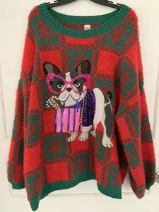 Suéter Navidad Holiday Time 3X Perro con Gafas y Cuentas Unisex - Imagen 1 de 6