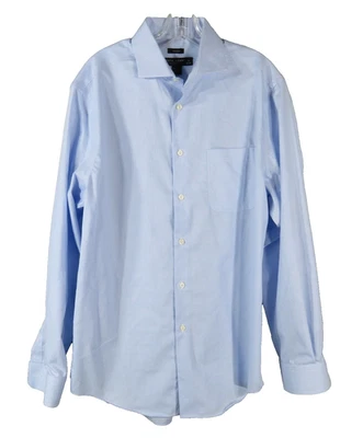 PRONTO UOMO Non-Iron Dress Shirt WHITE/BLUE MICRO CHECK Button-Up 16-34/35 - Image 1 of 4