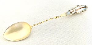 San Francisco Sterling Silver Souvenir Spoon CA Enameled Barley Twist Gold - Bild 1 von 5