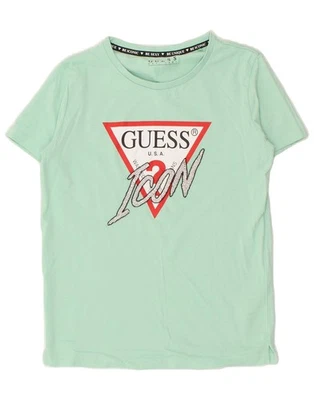 GUESS Womens Graphic T-Shirt Top UK 10 Small Green Cotton AY10 - Image 1 of 4