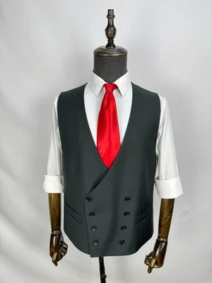 Chaleco Chaleco SuitSupply Ferrara Doble Pecho 100% Lana Verde Oscuro EE. UU. 42R Foto 1 de 4