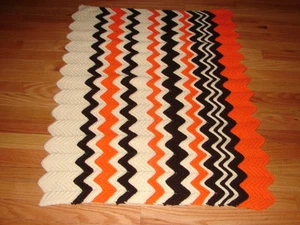 New Handcrafted Crochet Afghan Throw Blanket Rug Zig Zag Future Heirloom - Picture 1 of 5