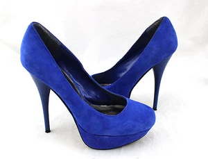 BAKERS Victoria Azul Gamuza Cuero Plataforma Zapatos de Zapatos Tacones 7 - Imagen 1 de 5