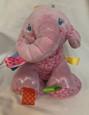 Taggies 粉色大象毛绒婴儿玩具爱标签摇铃标签 N 玩朋友 — 第 1/4 张图片