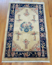 3' x 5' FINE CHINESE DRAGON HAND KNOTTED WOOL VINTAGE ORIENTAL RUG CLEANED