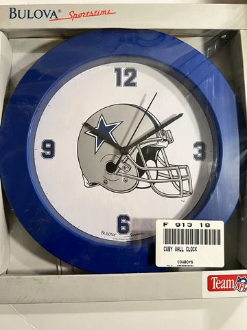 Dallas Cowboys Sportstime By Bulova Quartz Wall Clock Factory Sealed Cover