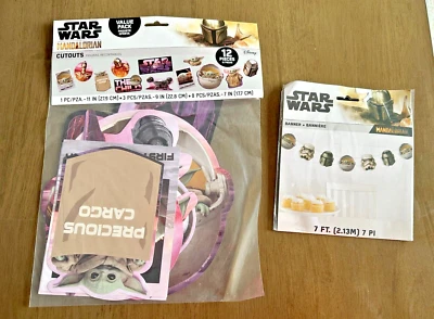Banner de 7 pies y 12 decoraciones de pared troqueladas Star Wars The Mandalorian Party Foto 1 de 4