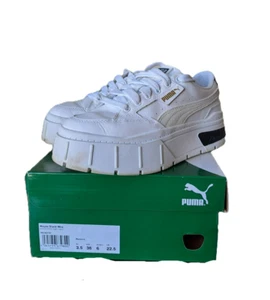 Puma Mayze Stack Shoes Womens 6 White/Lt Sand Platform Casual Sneakers 384363-01 - Picture 1 of 15