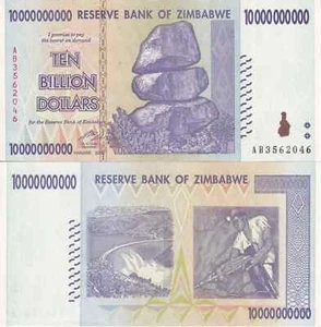 LOT OF 10, ๐ฟ๐ผ 10 BILLION ZIMBABWE DOLLAR BANKNOTES, 2008, P-85 CIRCULATED ๐ฟ๐ผ - Picture 1 of 7