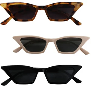 Gafas de sol ShadyVEU - pequeñas estrechas anchas delgadas ojo de gato parte superior plana bombo moda años 90 - Imagen 1 de 18