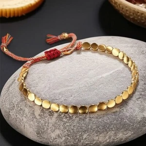 2 Stck. Tibetisches Kupfer Perlen Armband Set Glück Reichtum Schutz Energie Unisex Geschenk - Bild 1 von 5