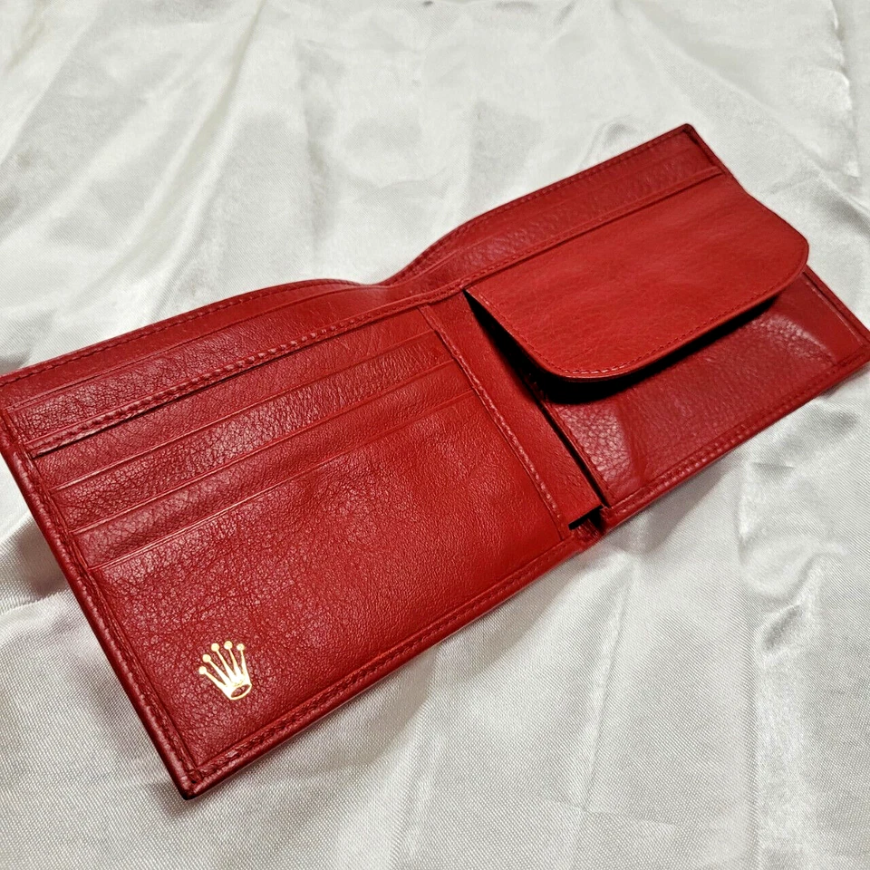 Authentic Montres Rolex Watch S.A. Geneva Red Leather Bi-Fold Wallet 60.02.55 - Image 1 of 4
