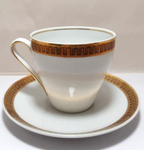 Lyngby Porcelain Tea Cup & Saucer C 1936 - 69 White Gold Line Vintage Rare - Picture 1 of 5
