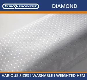 White Diamond Fabric Shower Curtain Weighted Extra Wide Large Long Short - Picture 1 of 37