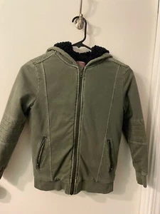 Mossimo Boy's Zip up Hoodie Army Green w/ Black fleece size 6/7 stylish & warm - Picture 1 of 18