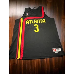 Nike NBA 74 Jersey Atlanta 3 Shareff Black Red Yellow Sz 3X Length + 2 - Picture 1 of 4