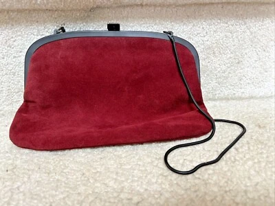 Clutch de camurça vintage Burgundy Shirl Miller Ltd. com corrente - Imagem 1 de 4