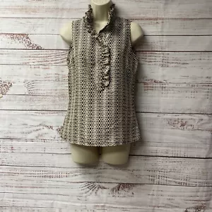 Tory Burch Druck 100 % Seide ärmellose Bluse Rüsche Ausschnitt und Lätzchen Gr. 2 WS-17 - Bild 1 von 10