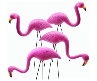 Juego de 4, Pequeño Flamenco Decoración de Jardín Patio pequenos Bonitos Rosa Foto 1 de 4