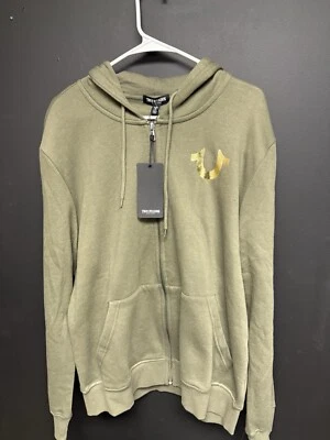 Sudadera con Capucha True Religion Cremallera Completa Para Hombres L City Buddha Verde Dorado Nueva con Etiquetas $119 Foto 1 de 4