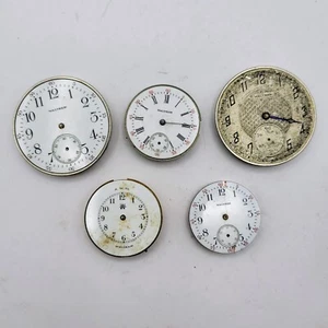 5 WALTHAM Pocket Watch Movement Part Lot - Various Sizes / Grades - Picture 1 of 7