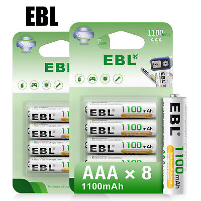 EBL 8 Pack Rechargeable AAA Batteries 1100mAh...