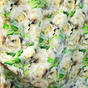 1 Meter X 1.4 Meter Digitally Rose Floral Rayon Viscose Fabric For Dress Robe - Bild 1 von 6