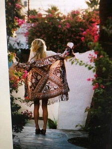 FINAL SALE ARNHEM Azalea Kimono Brown Floral Duster Tassel Jacket - Size M/L 🌻 - Picture 1 of 21