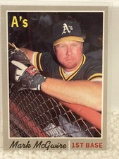 1992 Baseball Cards Magazine '70 Topps Replicas #60 Mark McGwire Athletics