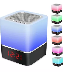 Night Light Alarm Clock Bluetooth Speaker, Multi-color Lighting Touch Sensor - Picture 1 of 7