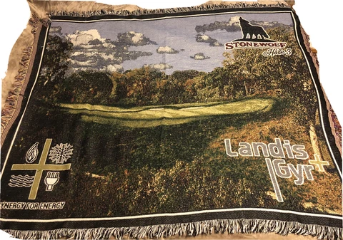 Golf Hole 3 Tapestry Throw Blanket w/ Fringe 52" x 63" Crabtree Landis Stonewolf Cover