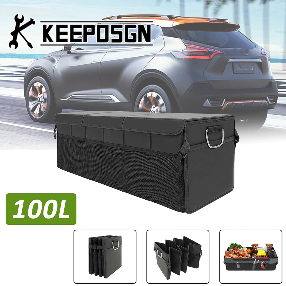 For Nissan Leather SUV Car Rear Trunk Storage Box Organizer Large Bag Foldable - Image 1 of 4