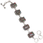 Rainbow Calsilica Gemstone Friendship Silver Jewelry Bracelet 7-8''