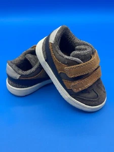 Cat & Jack Boys Toddler Size 5 Tennis Shoes Brown Easy Closure - Picture 1 of 4
