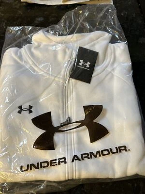 Under Armour 女式白色 Rival 1/2 拉链宽松运动衫尺寸 1X 全新带标签 60 美元 — 第 1/4 张图片