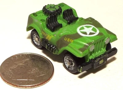 Micro máquina pequena jipe do exército dos EUA com barras de rolamento em camuflagem verde brilhante # 2 - Imagem 1 de 3
