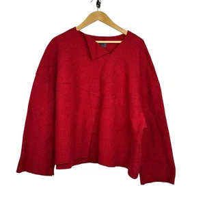 OSKA Red Boiled Wool Pullover Jumper Sweater Size 3/ US 10/12 Lagenlook - Picture 1 of 4