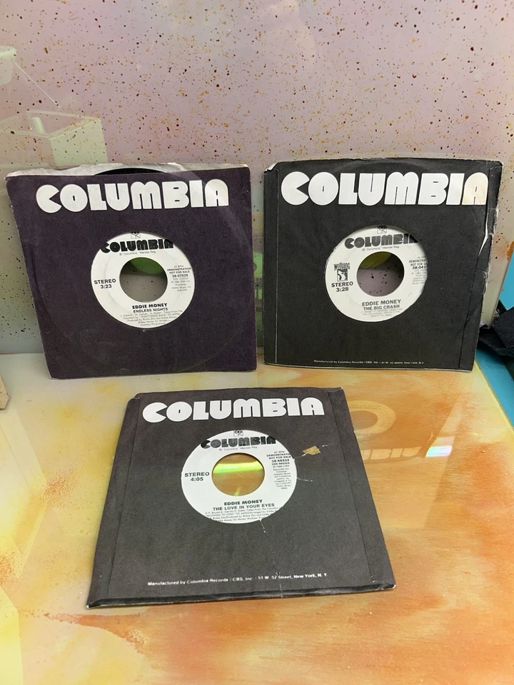 Eddie Money Promo Lot Of 3 45 Vinyl Endless Nights Love In Eyes Big Crash Record - Image 1 of 4