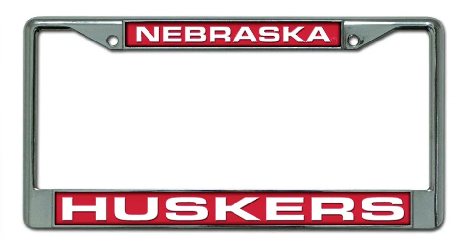 Nebraska Cornhuskers License Plate Frame Laser Cut Chrome - Image 1 of 1