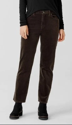 NEW Eileen Fisher Organic Cotton Stretch Corduroy Straight Brown Pant XLarge - Image 1 of 4
