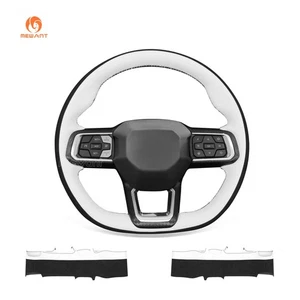 MEWANT Black Alcantara White Perforated Steering Wheel Wrap for Ford Mustang2024 - Foto 1 di 9