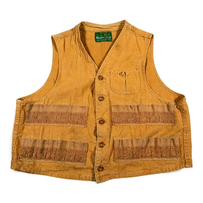 Vintage Montgomery Ward Hunting Vest Adult MEDIUM Brown Duck Canvas Heritage 50s - Image 1 of 4