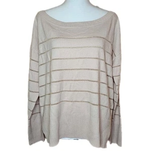 Soho Street Rose Gold Slouchy Sweater Womens Medium Soft Cozy Fall Autumn Stripe - Picture 1 of 9