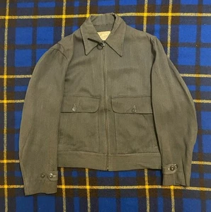 Vintage 1940s JC Penney’s Green Grey Wool Whipcord Work Jacket Size Small - Picture 1 of 7