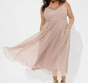 Torrid | Wadenlanges Kleid Plissee Plissee Ärmellos Rosa Übergröße 3X / 22-24 - Bild 1 von 9